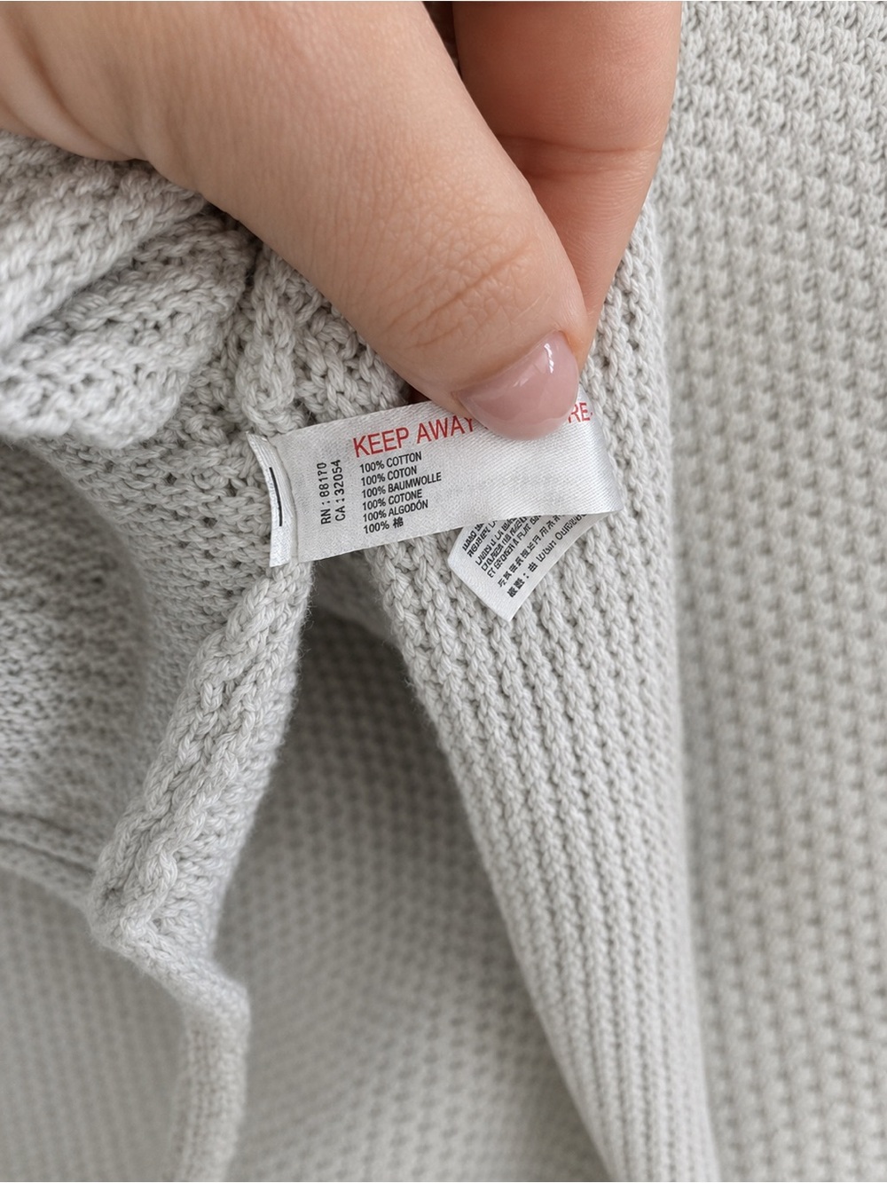 Women's Light Gray Henley Knit Sweater with Button Placket - Picture 4 of 4